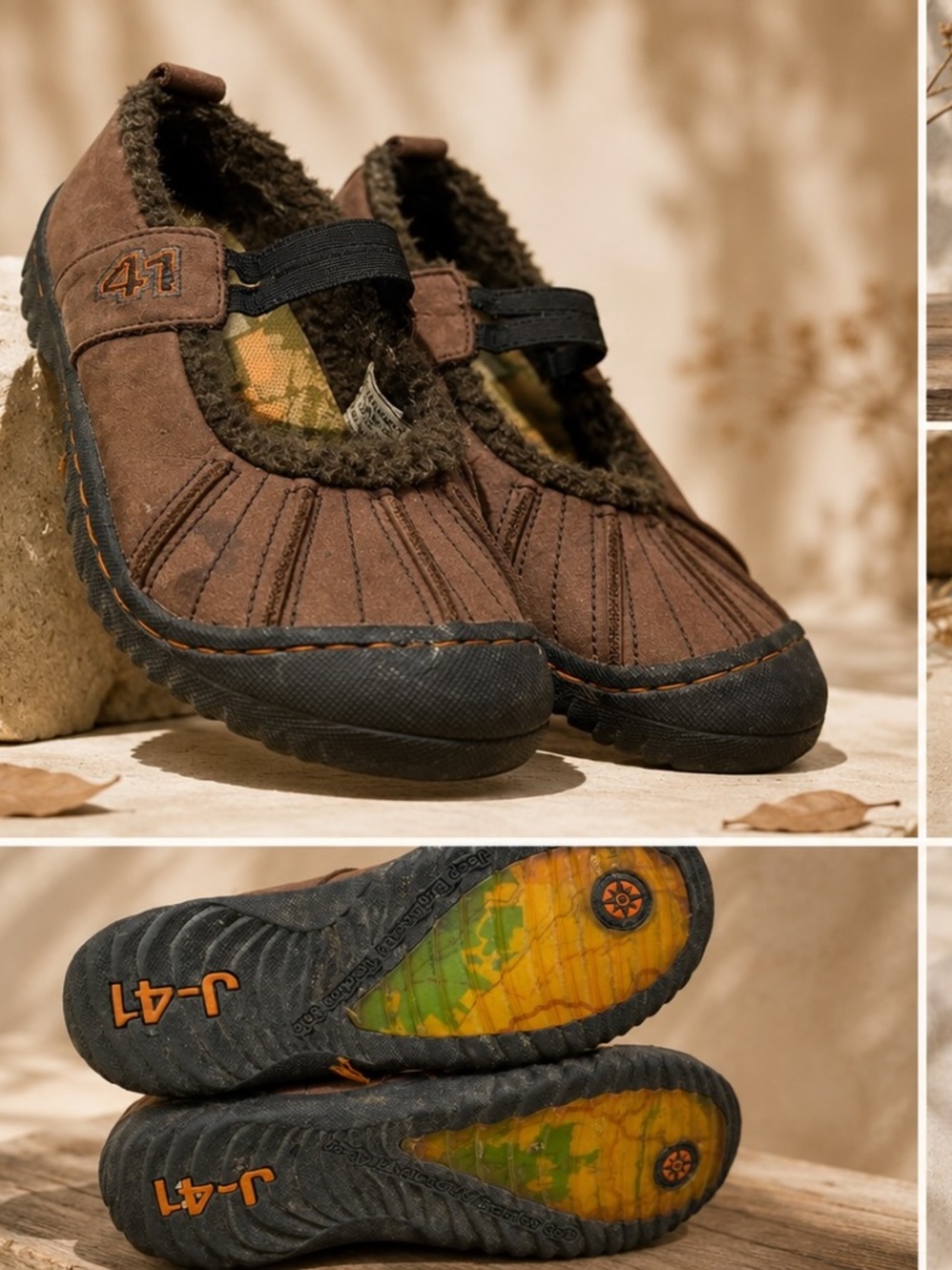 J-41 Lined Comfort Shoes Womens Size 6 Brown Leather Jeep Engineered Traction